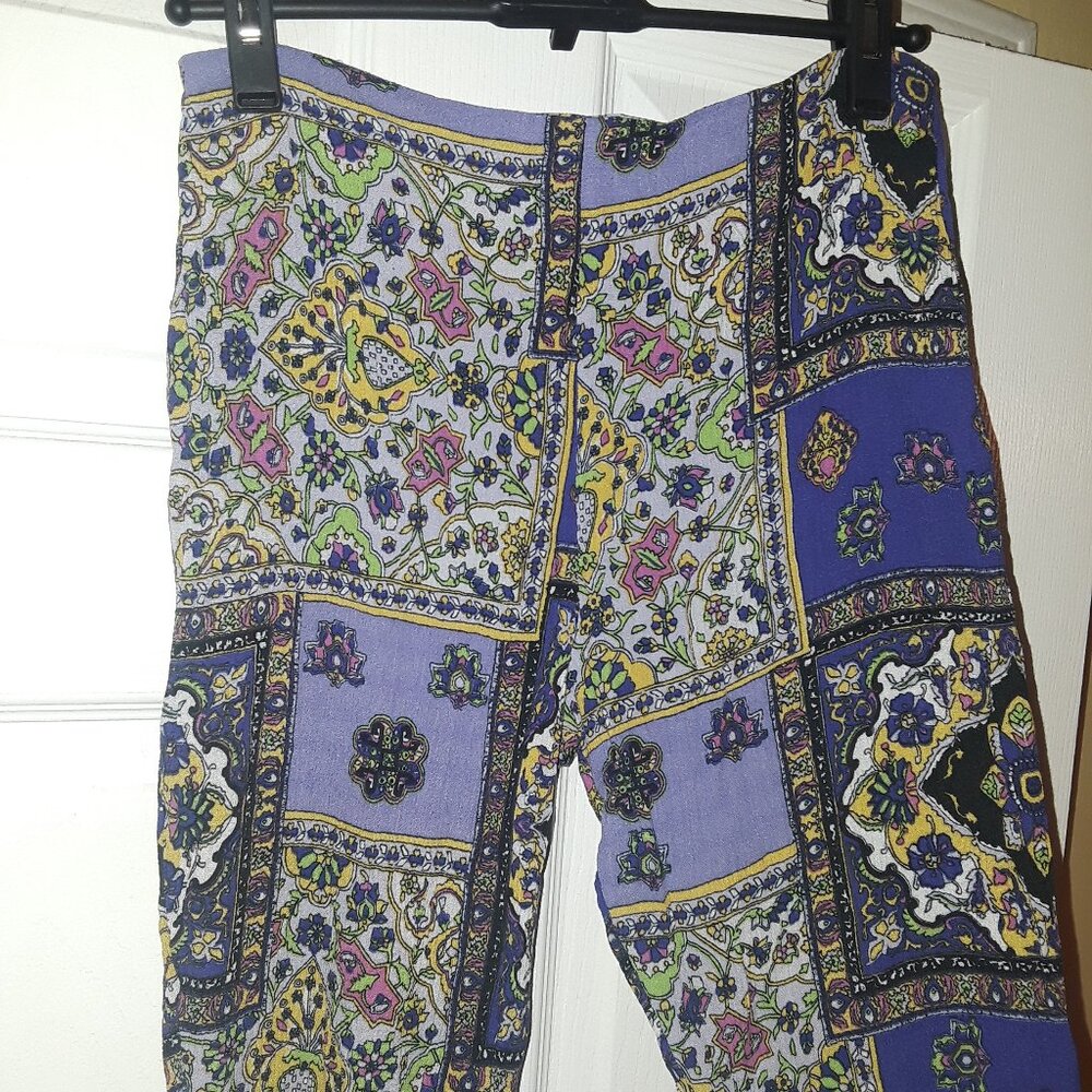 Funky Crinkle Print Pants Lightweight pastel print Boho Summer